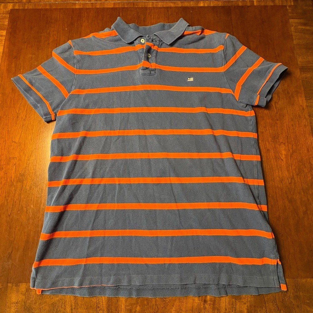 Polo Jeans Co. Ralph Lauren Striped Polo Shirt Blue Orange Large